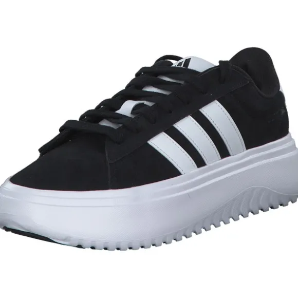 Adidas Grand Court Platform Suede, Schnürschuhe, Damen, Schwarz