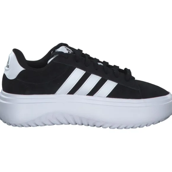 Adidas Grand Court Platform Suede, Schnürschuhe, Damen, Schwarz
