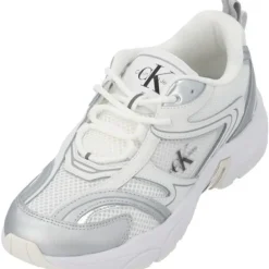 Calvin Klein YW0YW01381, Schnürschuhe, Damen, weiß silber metallic