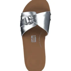 Fit Flop Iqushion Adkustable Buckle HT2, Plateau-Pantoletten, Damen, SILVER