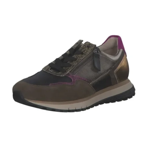 Gabor 56.378.63, Schnürschuhe, Damen, schw/efeu/golden k.