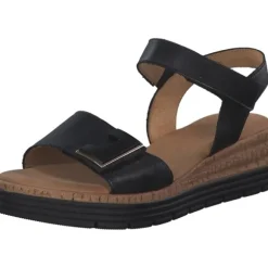 Gabor Comfort 42.700, Keilsandaletten, Damen, schwarz (uni+gold)