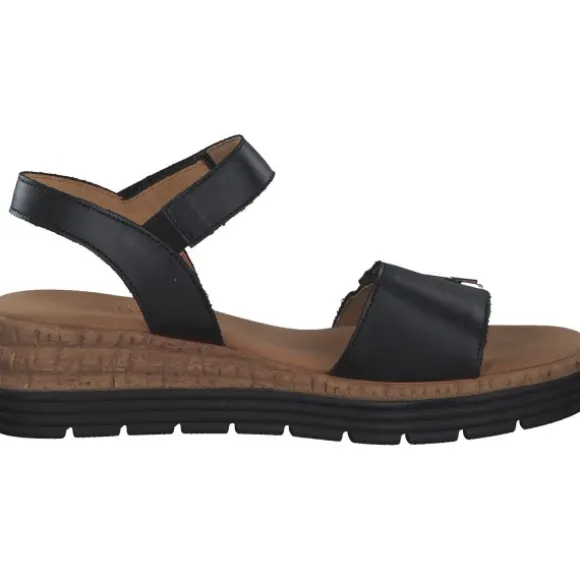 Gabor Comfort 42.700, Keilsandaletten, Damen, schwarz (uni+gold)