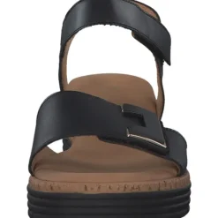 Gabor Comfort 42.700, Keilsandaletten, Damen, schwarz (uni+gold)