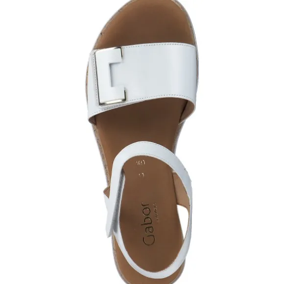 Gabor Comfort 42.700, Keilsandaletten, Damen, weiss (uni+gold)