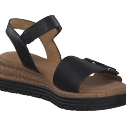 Gabor Comfort 42.700, Keilsandaletten, Damen, schwarz (uni+gold)