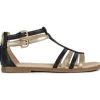 Geox J7235D, Sandalen (Kinder), Kinder, Schwarz (Black/Platinum)