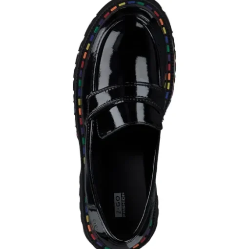 2 Go Shoes 8983401-902, Mokassins, Damen, schwarz (lack)