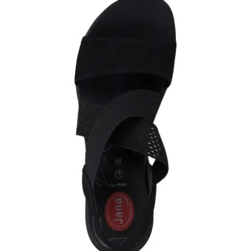 Jana Shoes 28768, Keilsandaletten, Damen, Schwarz