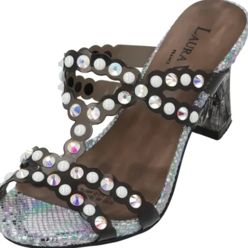 Laura Vita Nino 06, Plateau-Pantoletten, Damen, Schwarz/Silber