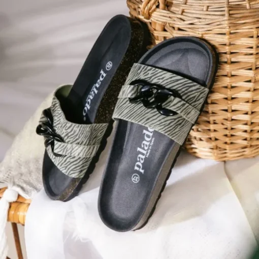 Palado Gozo Zebra, Pantoletten, Damen, Olive