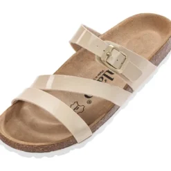 Palado Ikaria, Pantoletten, Damen, Beige Lack/Weiß