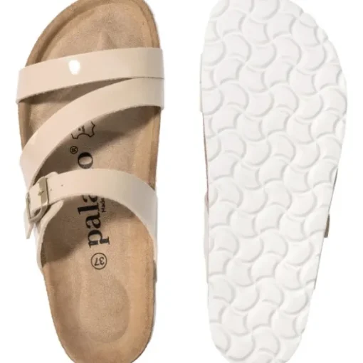 Palado Ikaria, Pantoletten, Damen, Beige Lack/Weiß