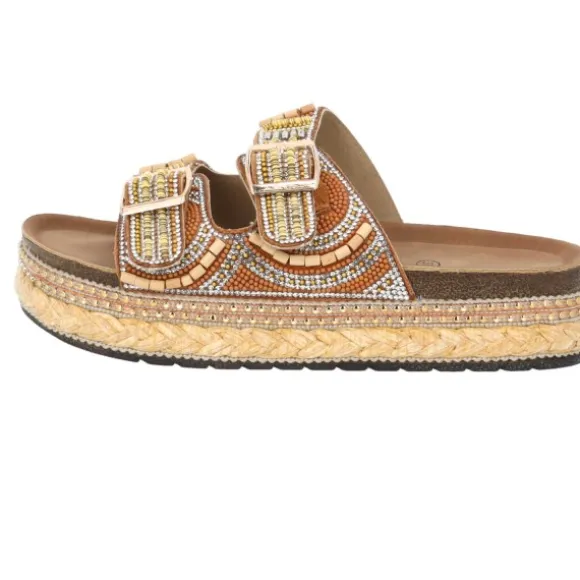 Palado Luberos by Sila Sahin, Plateau-Pantoletten, Damen, Camel