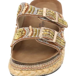 Palado Luberos by Sila Sahin, Plateau-Pantoletten, Damen, Camel