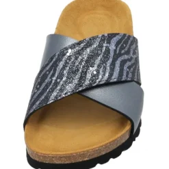 Palado Rianel Wild by Sila Sahin, Pantoletten, Damen, Grau Zebra