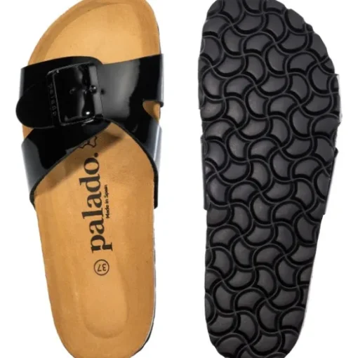 Palado Tinos, Pantoletten, Damen, Schwarz/Schwarz Lack
