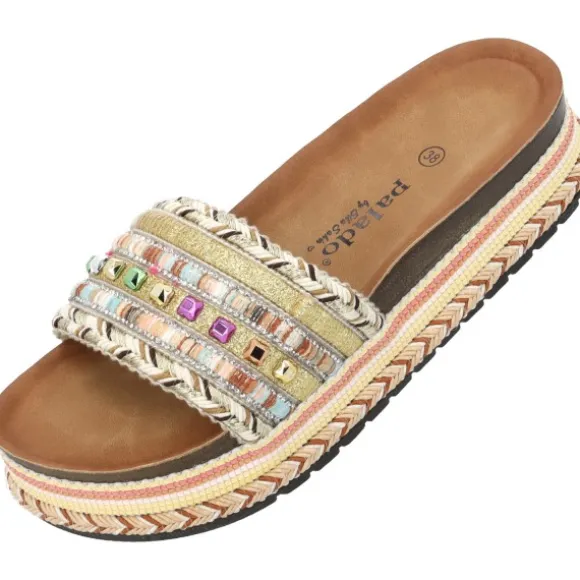 Palado Vaphine by Sila Sahin, Plateau-Pantoletten, Damen, Gold