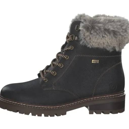 Remonte D0B74, Schnürstiefel, Damen, schwarz/murmel/schwarz