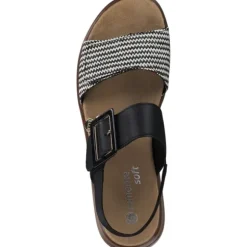 Remonte D1J53, Keilsandaletten, Damen, schwarz-crema/schwarz