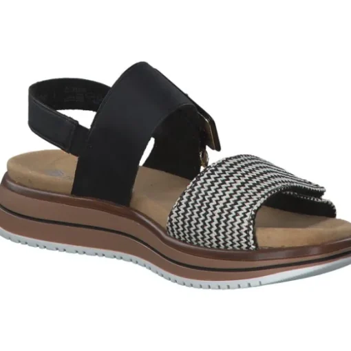 Remonte D1J53, Keilsandaletten, Damen, schwarz-crema/schwarz