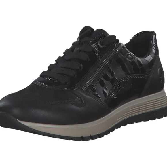 Rieker 49003-00 , Schnürschuhe, Damen, schwarz/schwarz-metallic/black