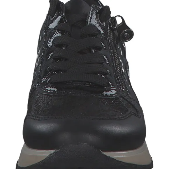 Rieker 49003-00 , Schnürschuhe, Damen, schwarz/schwarz-metallic/black