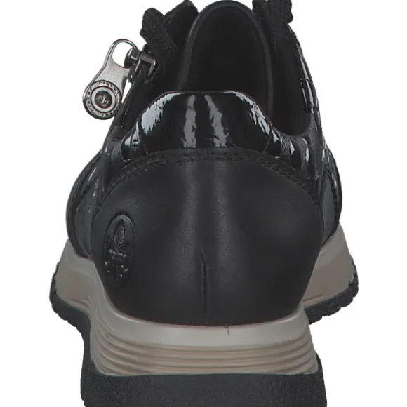 Rieker 49003-00 , Schnürschuhe, Damen, schwarz/schwarz-metallic/black