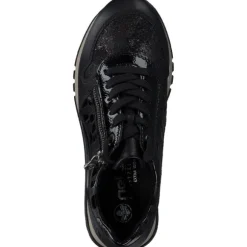Rieker 49003-00 , Schnürschuhe, Damen, schwarz/schwarz-metallic/black
