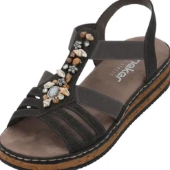 Rieker 62949, Keilsandaletten, Damen, basalt