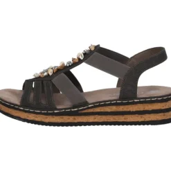 Rieker 62949, Keilsandaletten, Damen, basalt