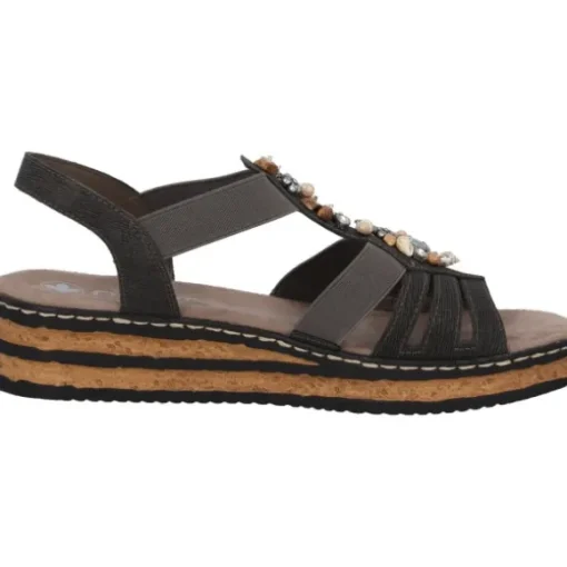 Rieker 62949, Keilsandaletten, Damen, basalt