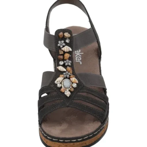 Rieker 62949, Keilsandaletten, Damen, basalt