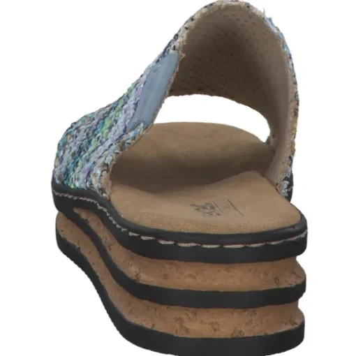 Rieker 62968, Plateau-Pantoletten, Damen, blau-multi/aqua