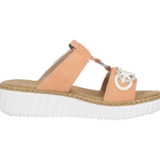 Rieker 63294, Plateau-Pantoletten, Damen, aprikot/offwhite/fog-silver