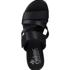 Rieker 60255, Plateau-Pantoletten, Damen, schwarz/schwarz