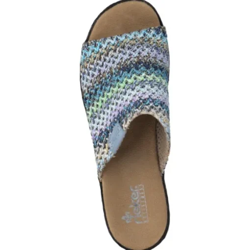 Rieker 62968, Plateau-Pantoletten, Damen, blau-multi/aqua