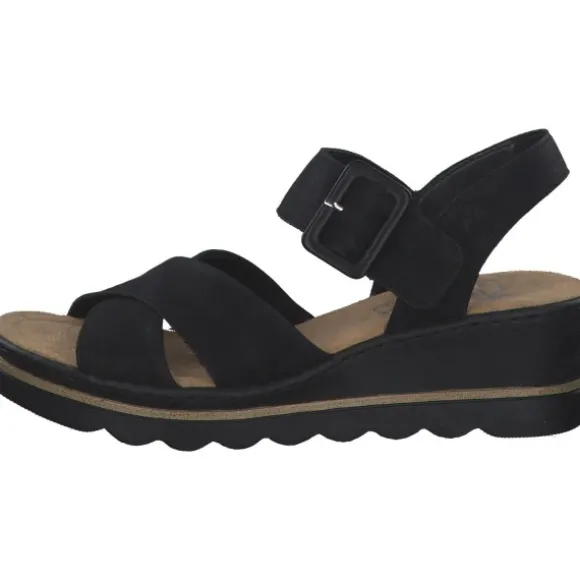 Rieker 67463, Plateau-Sandaletten, Damen, schwarz