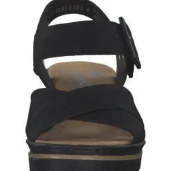 Rieker 67463, Plateau-Sandaletten, Damen, schwarz