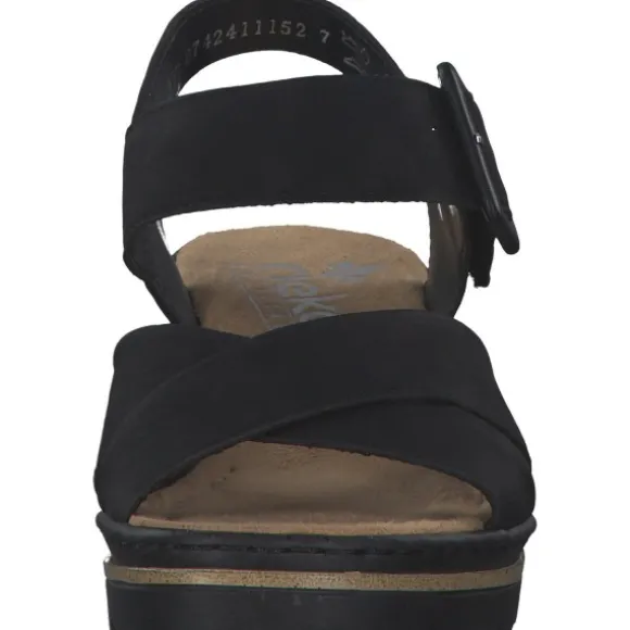Rieker 67463, Plateau-Sandaletten, Damen, schwarz