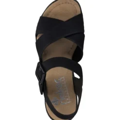 Rieker 67463, Plateau-Sandaletten, Damen, schwarz