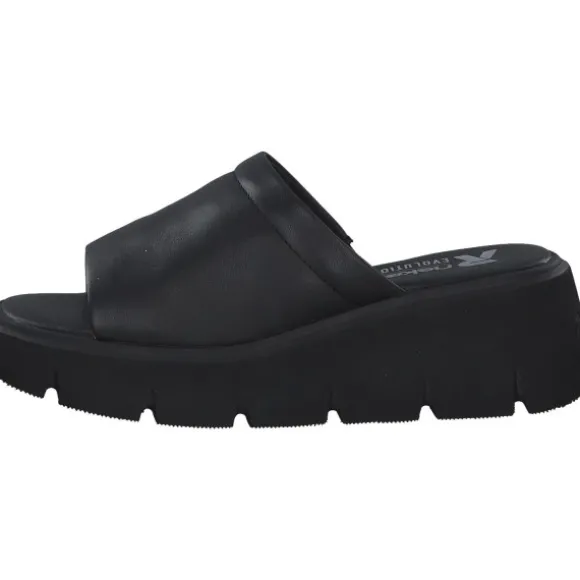 Rieker Evolution W1551, Plateau-Pantoletten, Damen, Schwarz