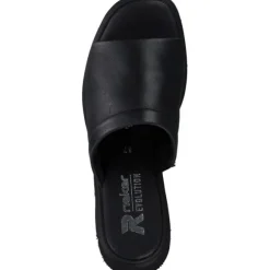 Rieker Evolution W1551, Plateau-Pantoletten, Damen, Schwarz