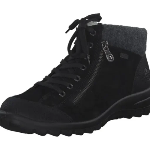 Rieker L7132, Schnürstiefel, Damen, schwarz/schwarz/anthrazit