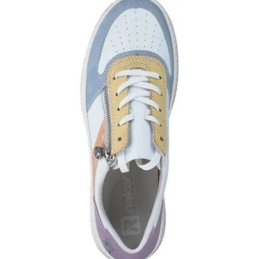 Rieker M5520, Schnürschuhe, Damen, aqua/weiss/sun/aprikot/blassli