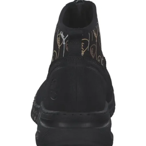 Rieker M4953, Stiefeletten, Damen, schwarz/schwarz-metallic