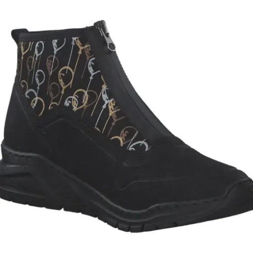 Rieker M4953, Stiefeletten, Damen, schwarz/schwarz-metallic