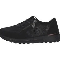 Rieker N1411, Schnürschuhe, Damen, schwarz/schwarz-metallic/black