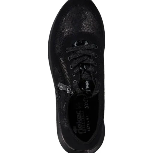 Rieker N1411, Schnürschuhe, Damen, schwarz/schwarz-metallic/black