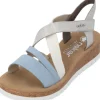 Rieker V4364, Keilsandaletten, Damen, aqua/offwhite/fog-silver